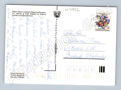 Postcard Kašperské Hory 1969 castle town hall hotel stamp (M7952)