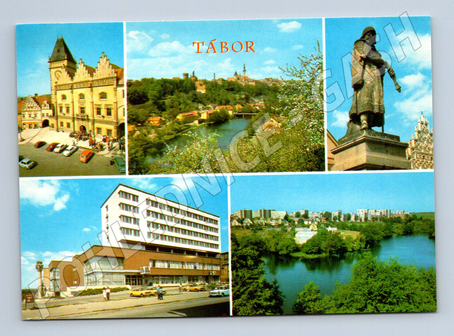Postcard Tábor Town Hall Žižkovo Square Hotel Palcát (M7956)