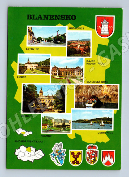 Postcard Blanensko panorama of the region and monuments (M7964)