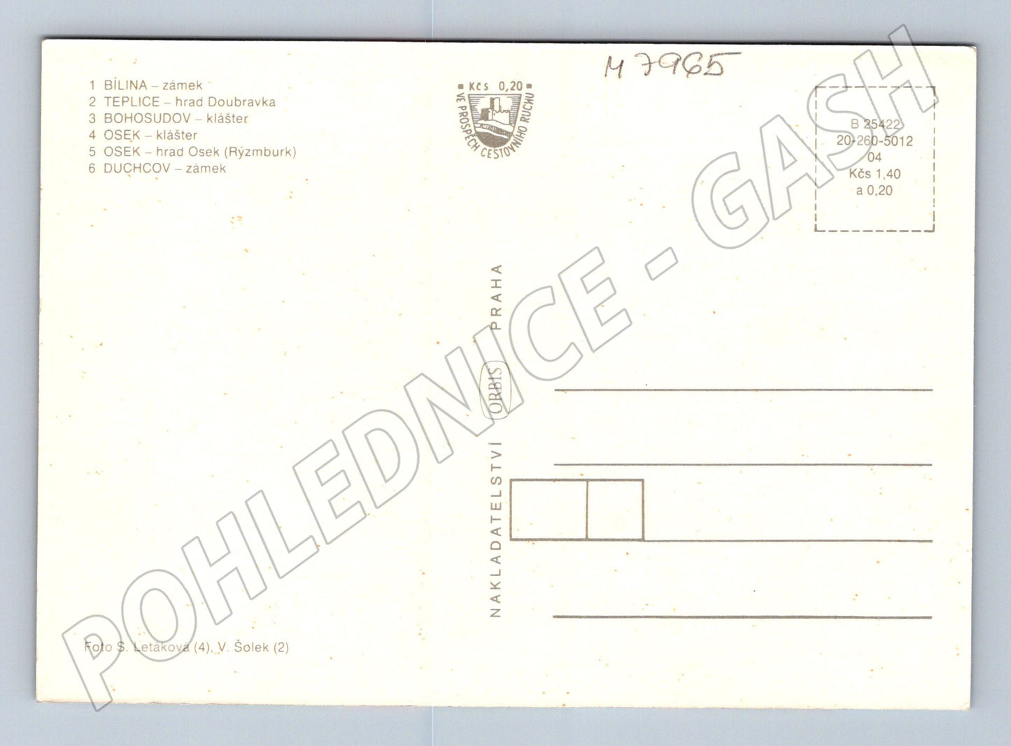Postcard Monuments of the Teplice region castles chateaus monasteries (M7965)