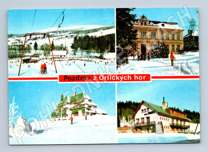 Postcard Greetings from the Orlické Mountains, winter historical (M7966)