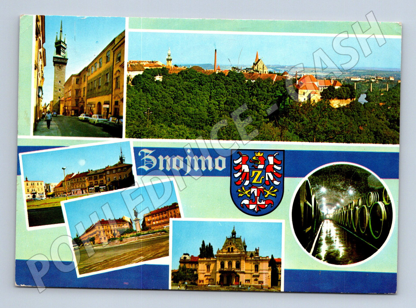 Postcard Znojmo collage of monuments sent (M7967)
