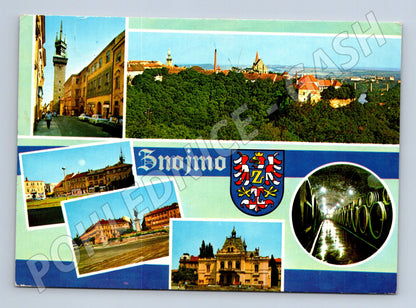 Postcard Znojmo collage of monuments sent (M7967)