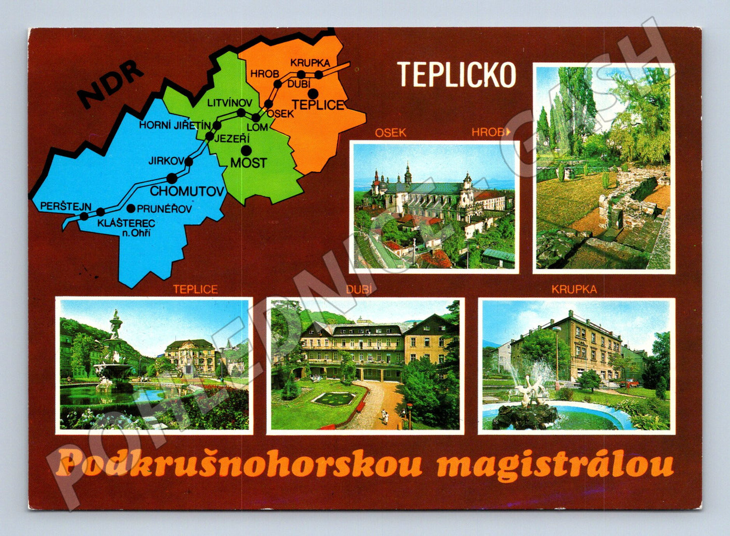 Pohlednice Teplicko Podkrušnohorská magistrála mapa (M7968)