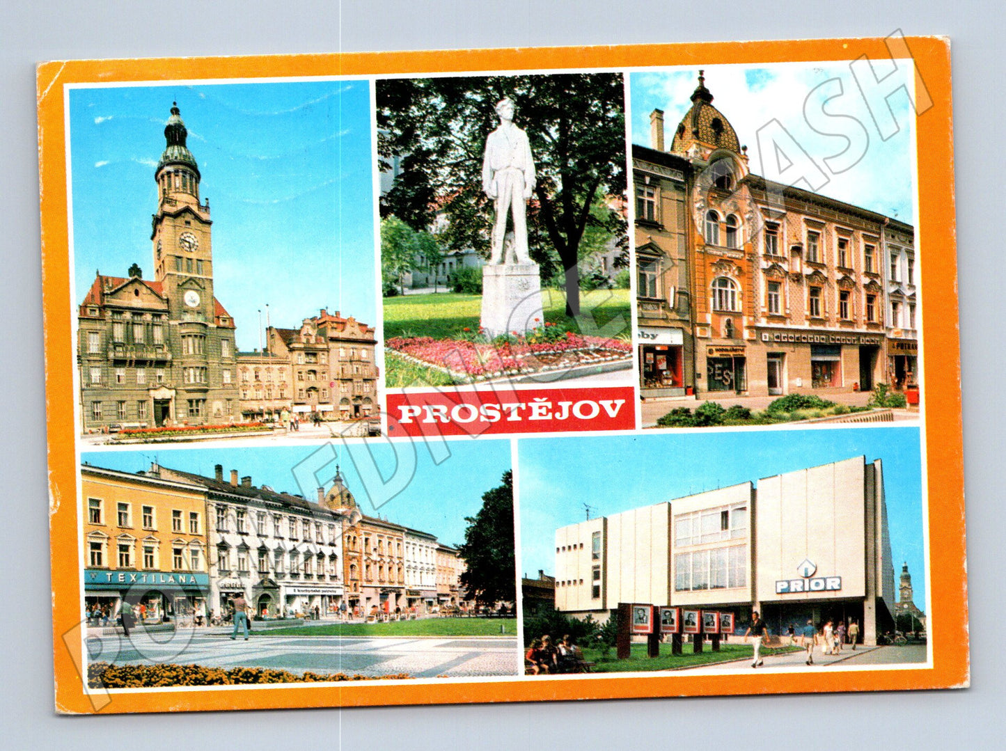 Postcard Prostějov collage of monuments of the Czechoslovak Socialist Republic, used (M7970)