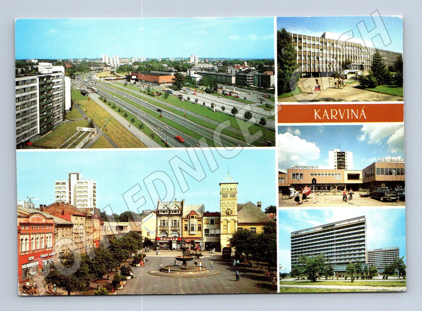 Postcard Karviná collage of city motifs 1991 (M7972)