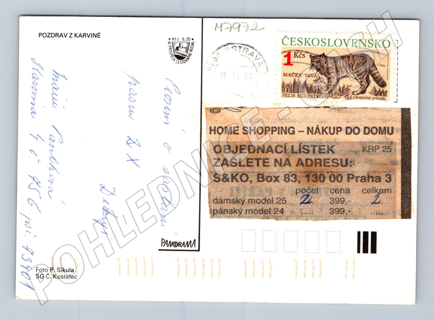 Postcard Karviná collage of city motifs 1991 (M7972)