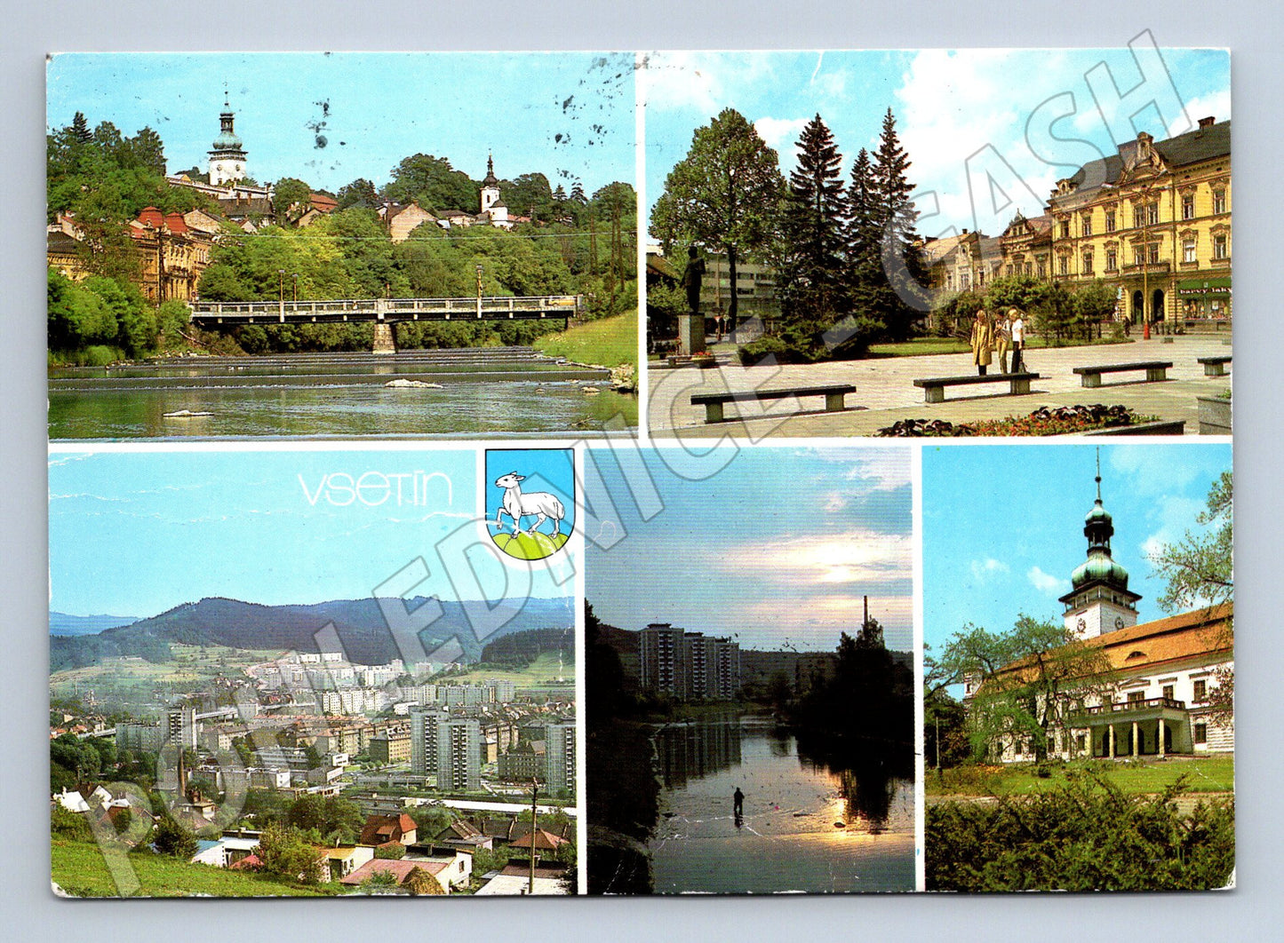 Postcard Vsetín multi-view 1991 sent (M7974)