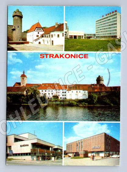 Postcard Strakonice collage Czechoslovakia historical (M7984)