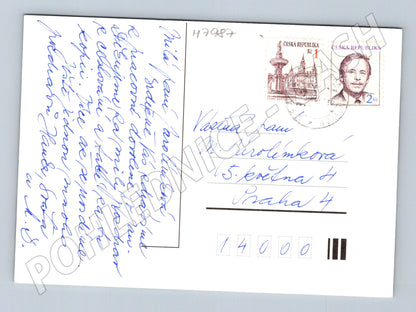 Postcard Uhlířská Janovice colored sent (M7987)