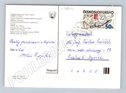 Postcard Vráž u Písku castle and spa 1985 (M7989)