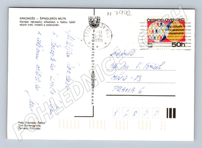Postcard Špindlerův Mlýn Krkonoše Winter 1988 (M7992)