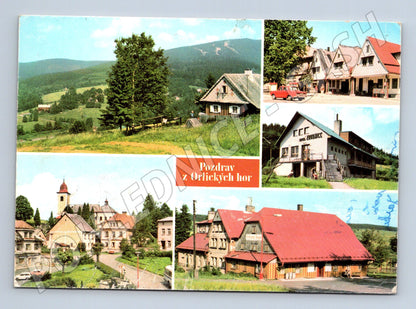 Postcard Greetings from the Orlické Mountains collage Czechoslovakia (M7995)