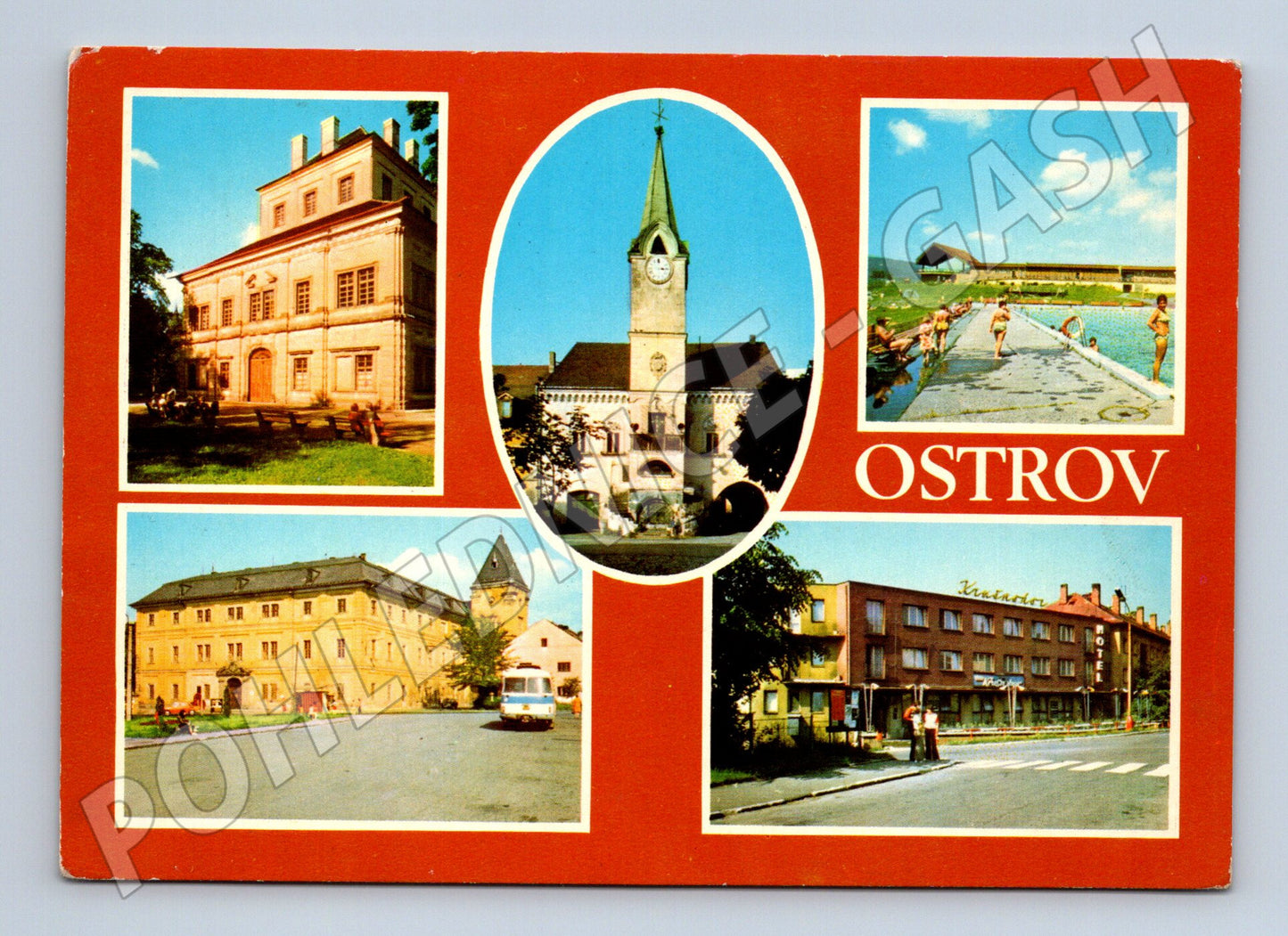 Postcard Island near Karlovy Vary collage small format (M7997)