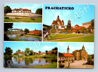 Postcard Prachaticko collage of places, used 1986 (M7999)