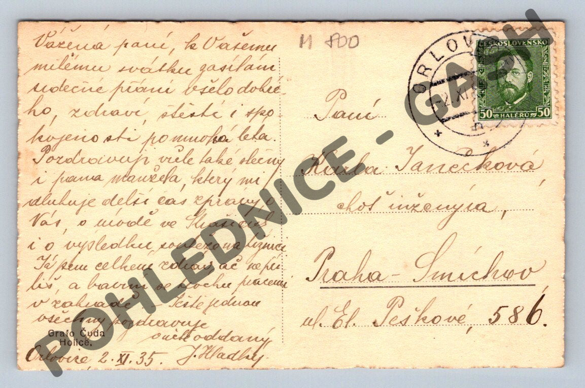 Pohlednice kříž v krajině 1935 ČSR (M800)