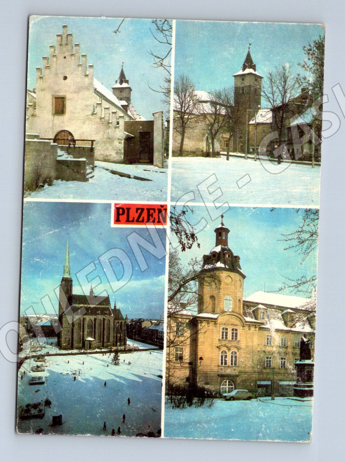 Pohlednice Plzeň zimní panorama historická (M8002)