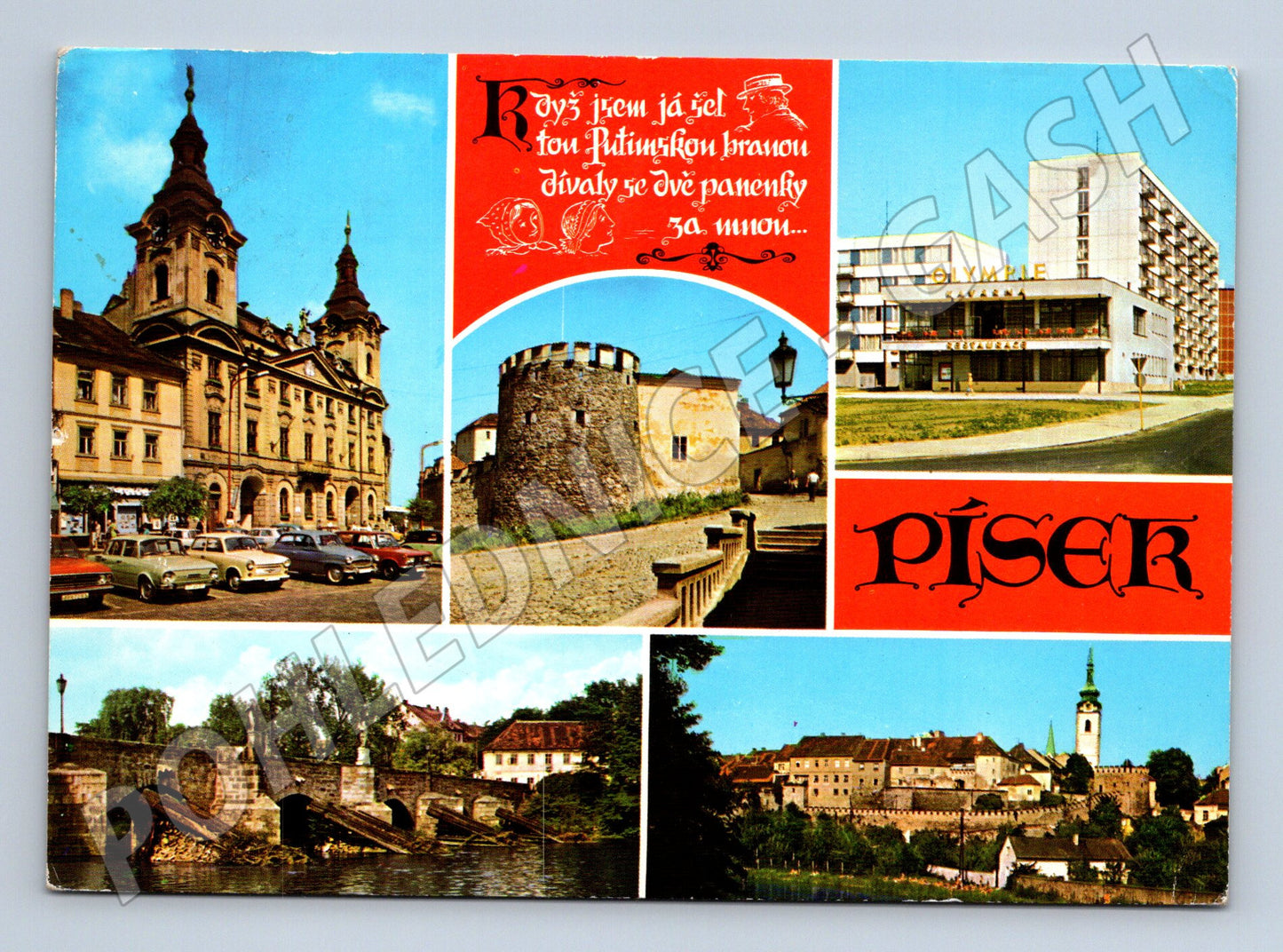 Pohlednice Písek vícepohled historické město malý formát (M8008)