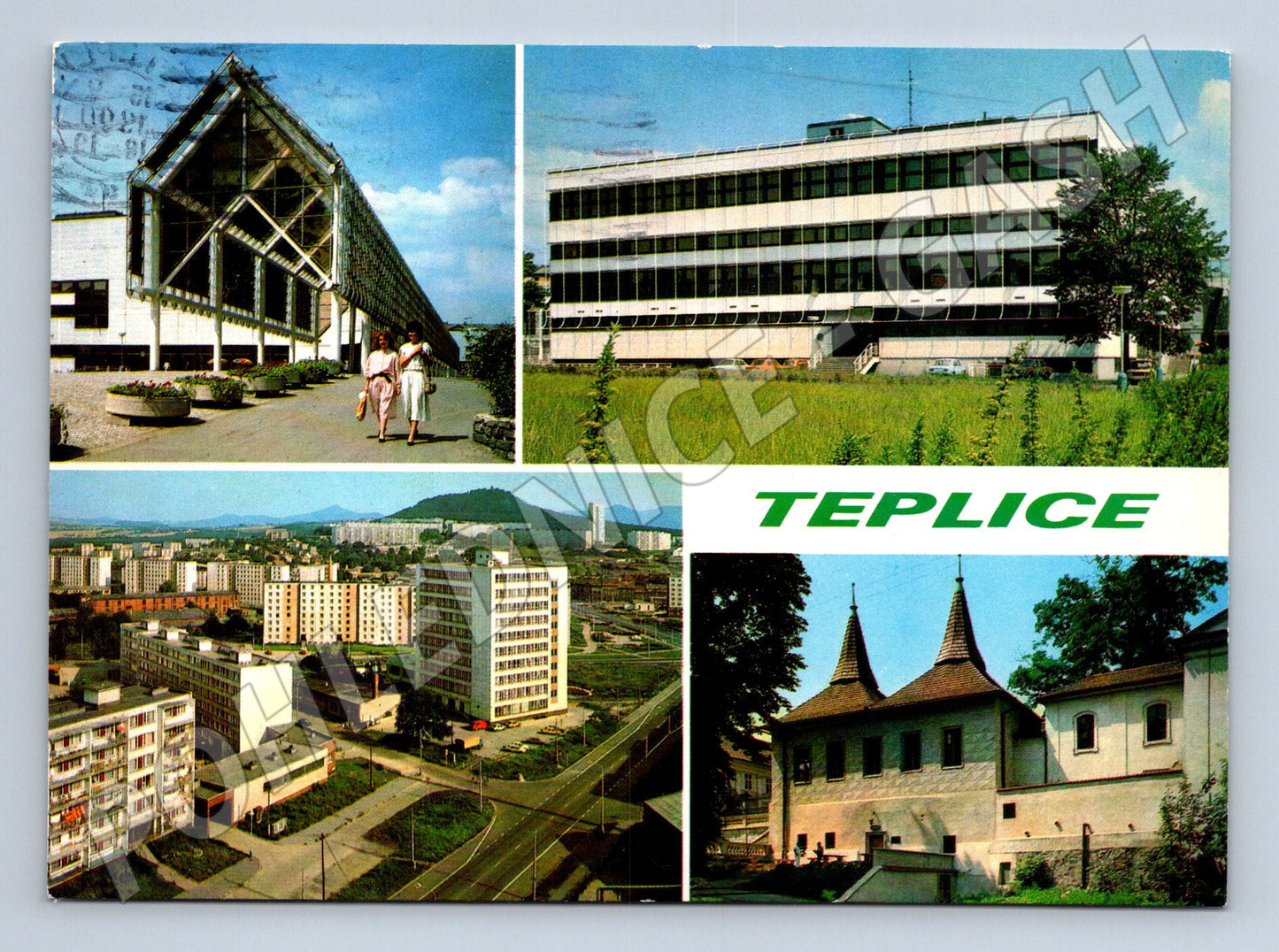 Pohlednice Teplice koláž města razítko 1990 (M8016)
