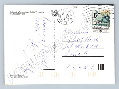 Pohlednice Teplice koláž města razítko 1990 (M8016)