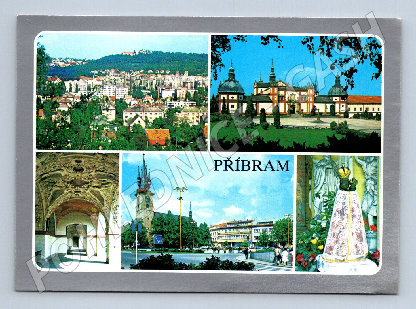 Postcard Příbram collage of monuments Svatá Hora unlisted (M8018)