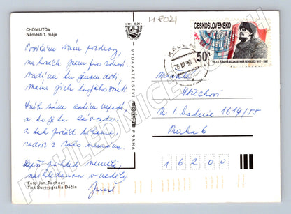 Pohlednice Chomutov náměstí 1 máje kolorovaná 1983 (M8021)