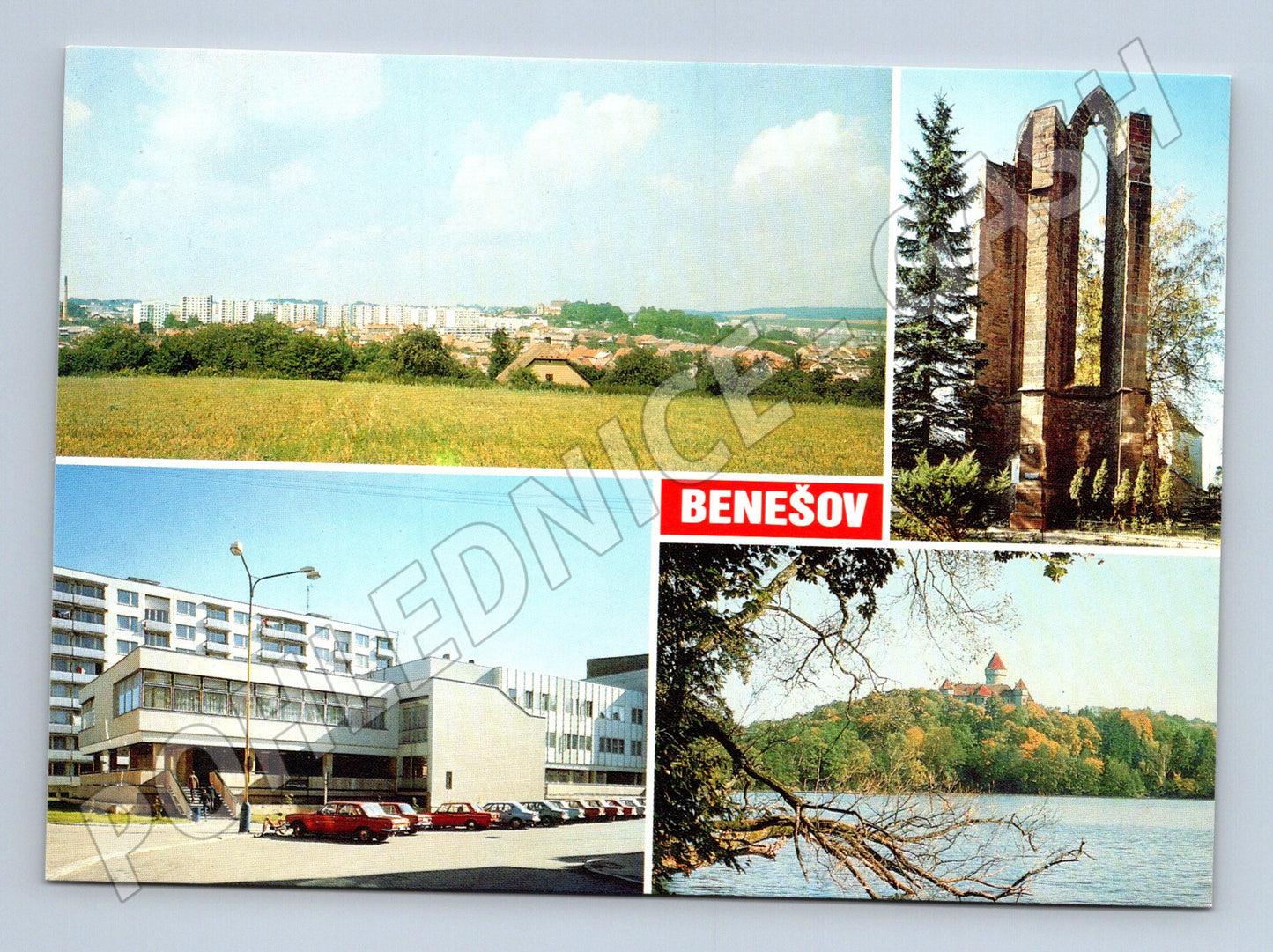 Postcard Benešov multi-view Konopiště ruins of the restaurant (M8022)