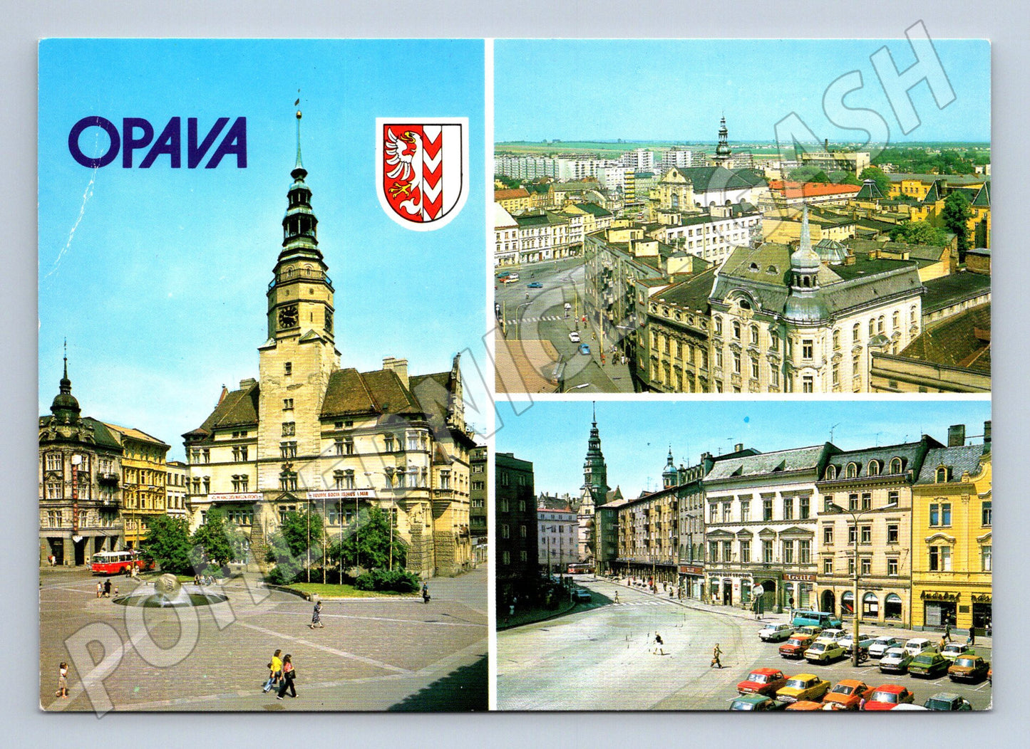 Postcard Opava large format town hall and square (M8023)