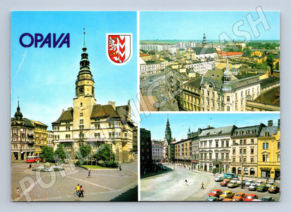 Postcard Opava large format town hall and square (M8023)