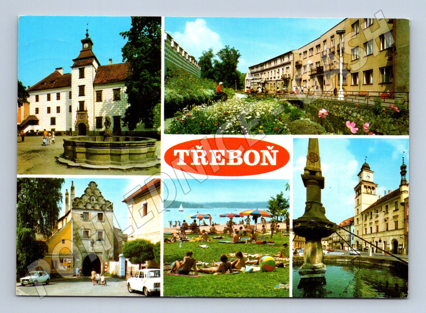 Postcard Třeboň collage city of the Czechoslovak Socialist Republic 1975 small format (M8037)