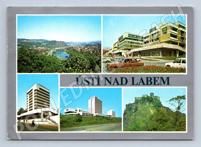 Postcard Ústí nad Labem multi-view Czechoslovakia used (M8039)
