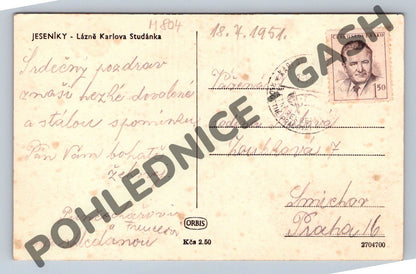 Pohlednice Jeseníky Karlova Studánka 1951 (M804)