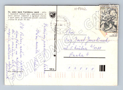 Postcard Františkovy Lázně collage stamp used (M8042)