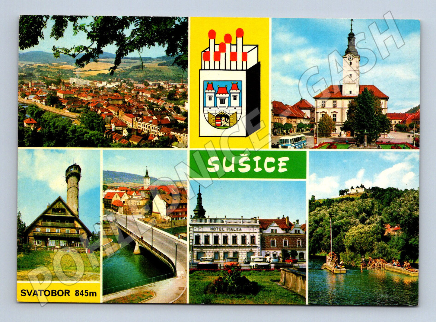 Pohlednice Sušice vícepohled Svatobor radnice most znak (M8047)