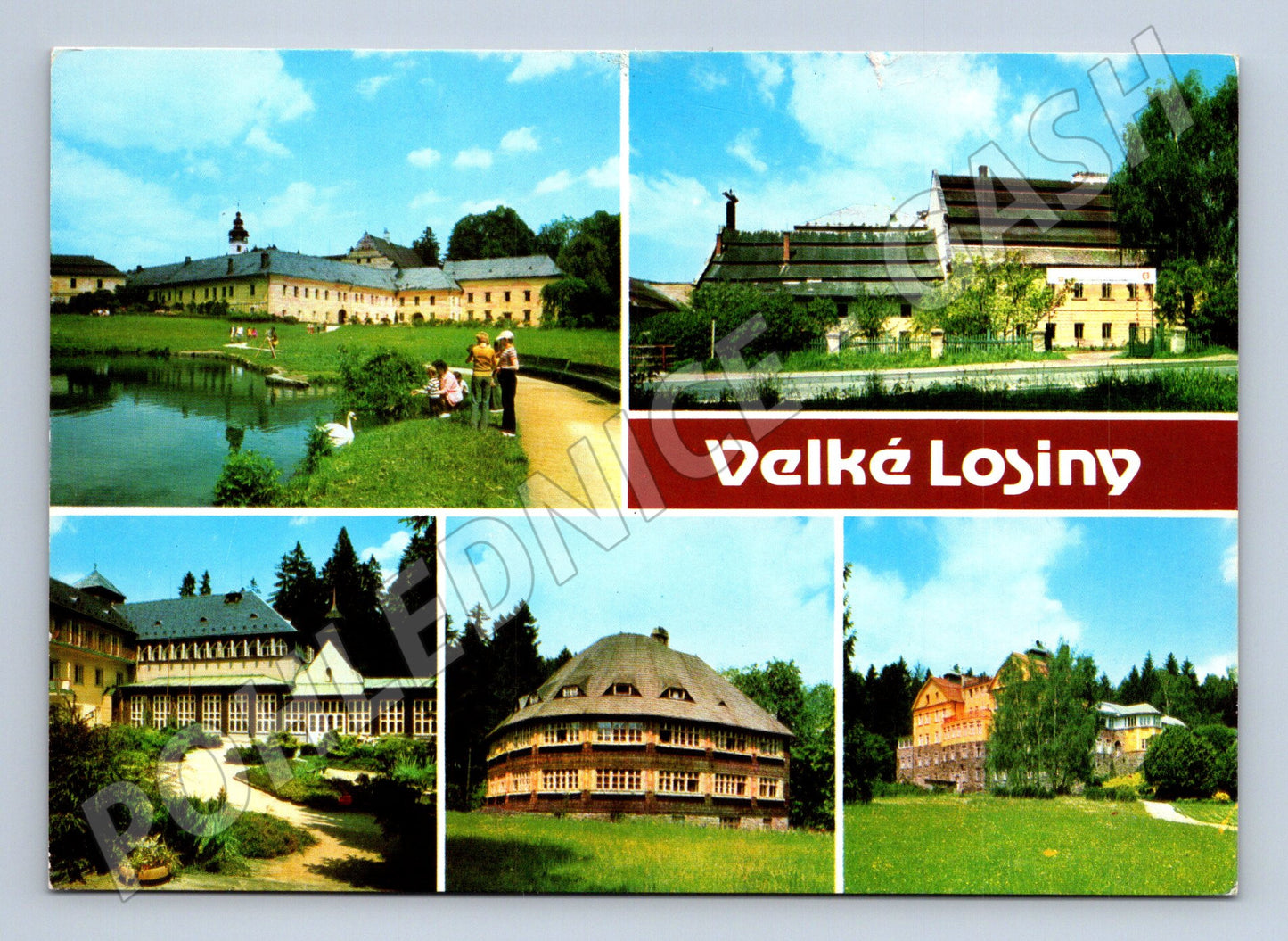 Postcard Velké Losiny multi-view Panorama Prague (M8048)