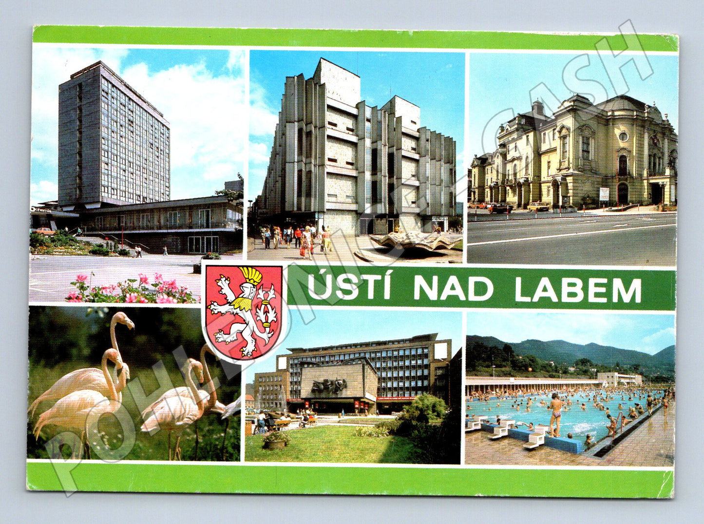 Postcard Ústí nad Labem collage of multiple motifs sent (M8049)