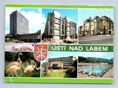 Postcard Ústí nad Labem collage of multiple motifs sent (M8049)