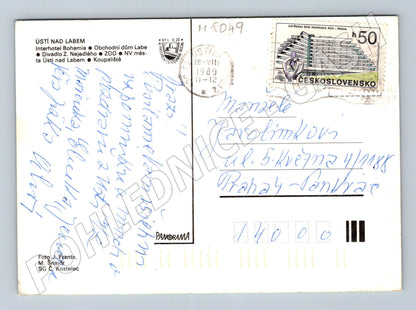 Postcard Ústí nad Labem collage of multiple motifs sent (M8049)