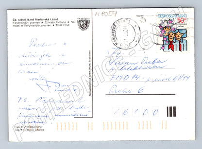 Postcard Mariánské Lázně multi-view stamp of the Czechoslovak Socialist Republic (M8059)