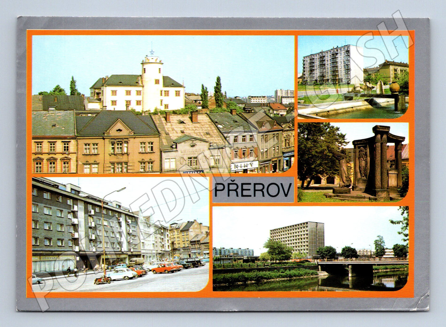Postcard Přerov multi-view 1990 used by post (M8066)