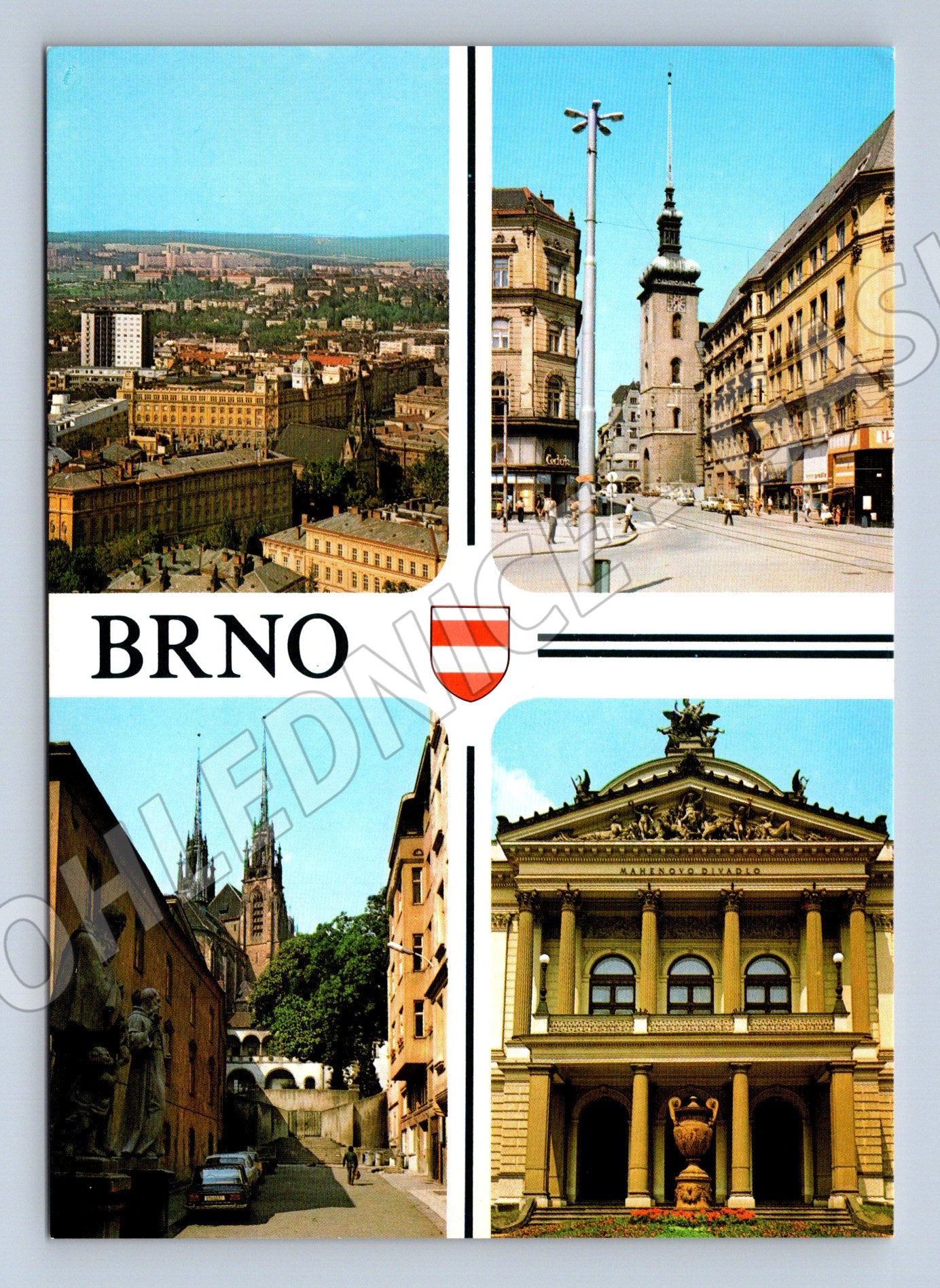 Pohlednice Brno koláž historických památek neprošlá (M8072)