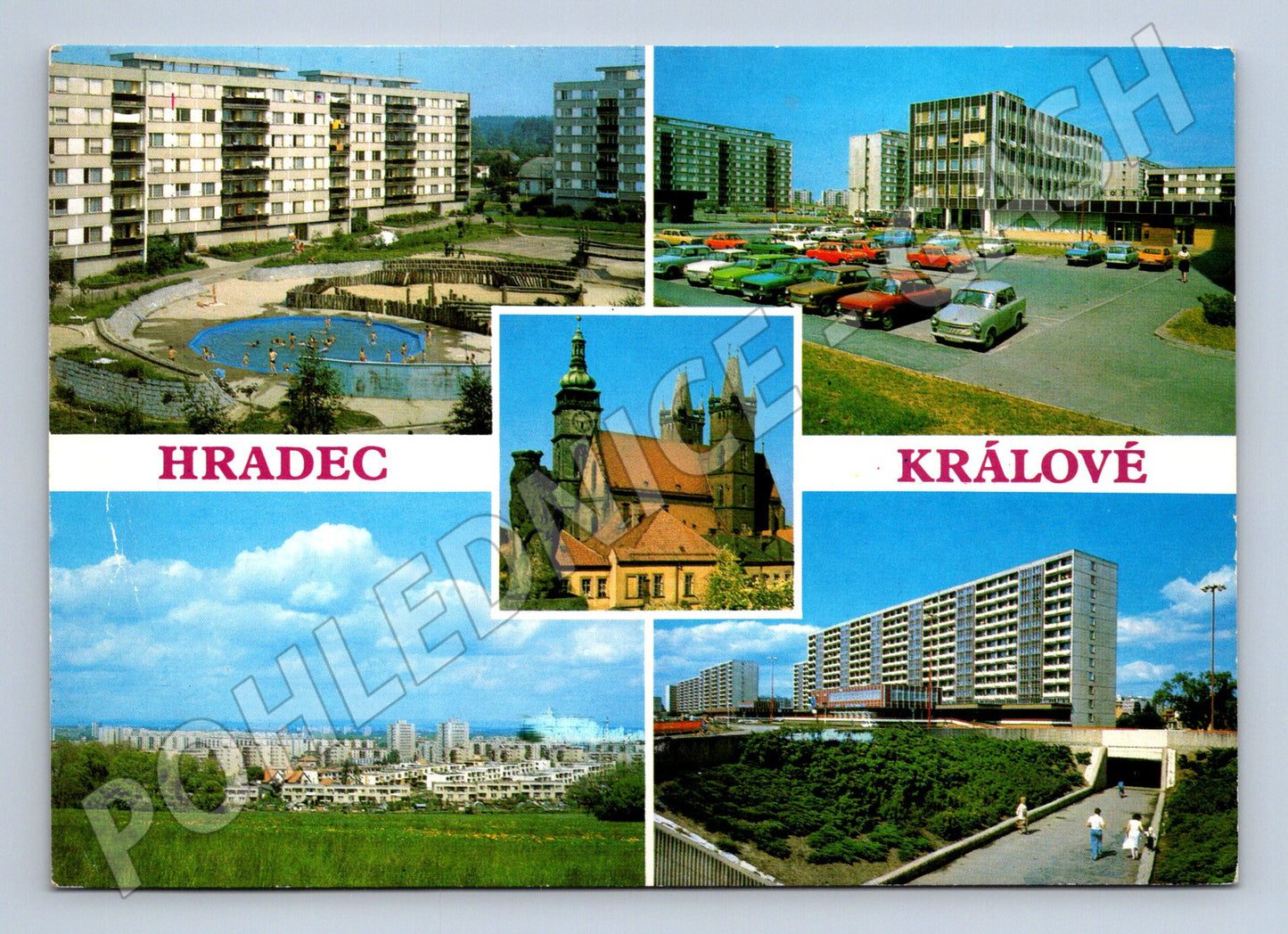 Postcard Hradec Králové multi-view sent in the 1980s (M8073)