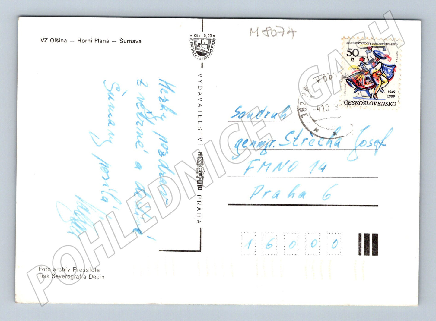 Postcard of the Olšina Jenišov Šumava Regional Museum sent in 1987 (M8074)