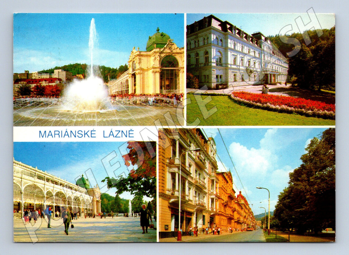 Postcard Mariánské Lázně multi-view used stamp Czechoslovakia (M8075)