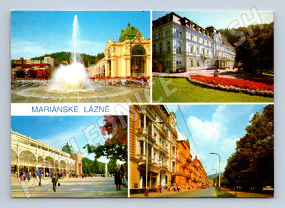 Postcard Mariánské Lázně multi-view used stamp Czechoslovakia (M8075)