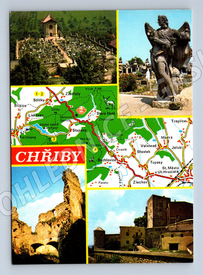Pohlednice Chřiby Střílky Cimburk Buchlov mapa (M8094)