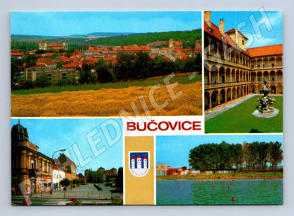 Postcard Bučovice multi-view castle square swimming pool (M8095)