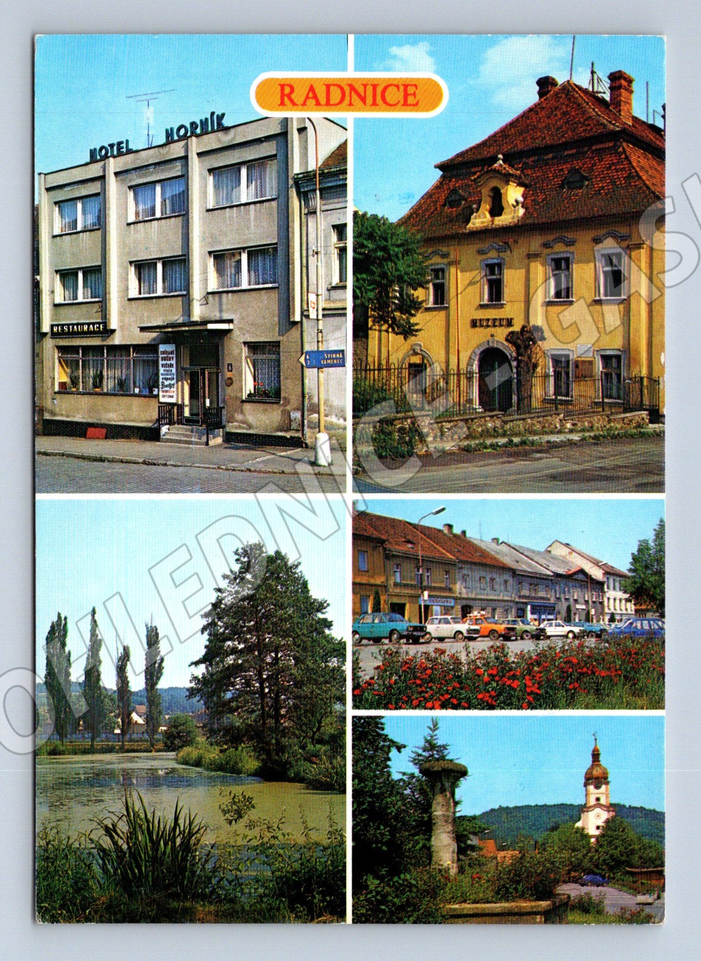 Postcard Town Hall multi-view collage Czechoslovakia used (M8099)