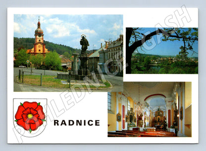 Postcard Town Hall Plzeňsko náměstí church interior 1997 (M8102)