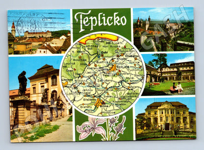 Pohlednice Teplicko koláž mapa známka 1977 ČSSR (M8109)